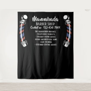 Barber pole supply shop custom photo booth tapestry