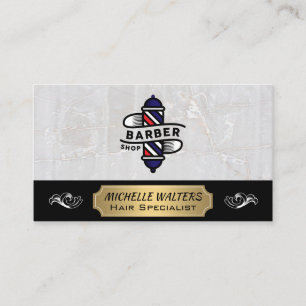 Barber Pole   White Marble Business Card