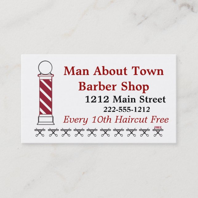 Barber Punch Card Customer Loyalty Business Card (Front)