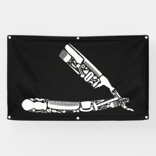 barber razor icons banner