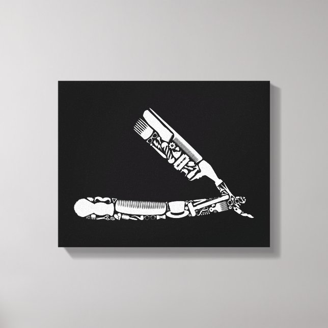 barber razor icons canvas print (Front)