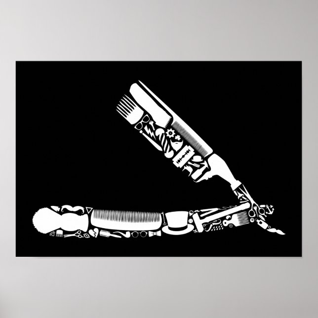 barber razor icons poster (Front)