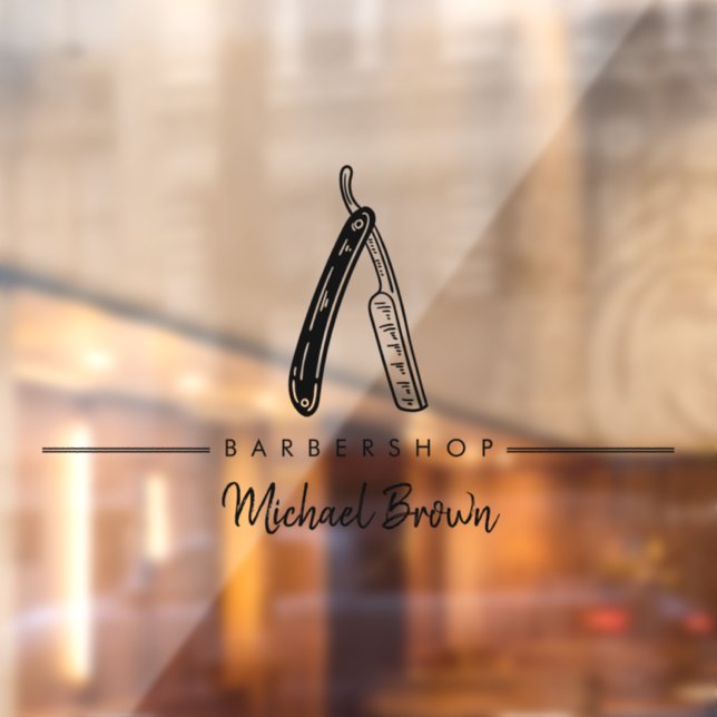 Barber Razor Logo Business Window Cling (Sheet 2)