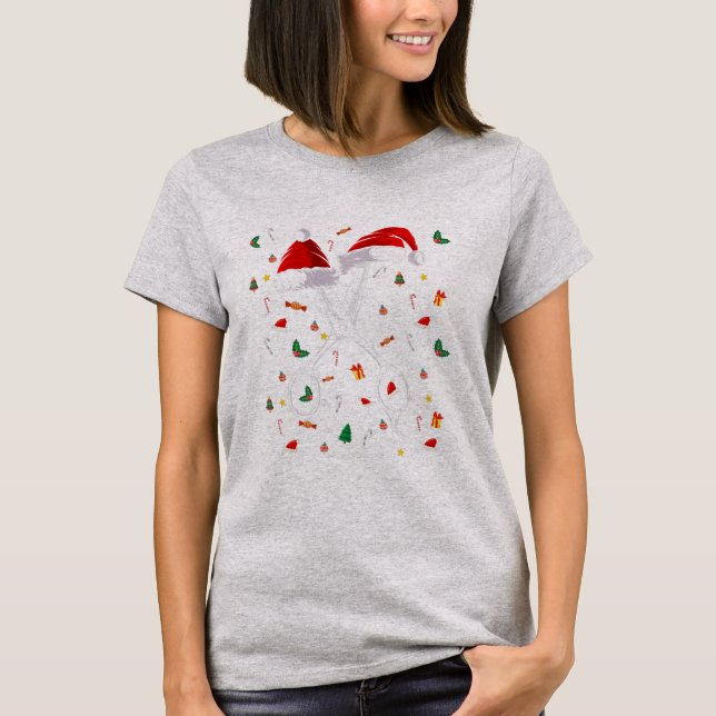 Barber Scissor Santa Hat Funny Barbershop T-Shirt (Front)