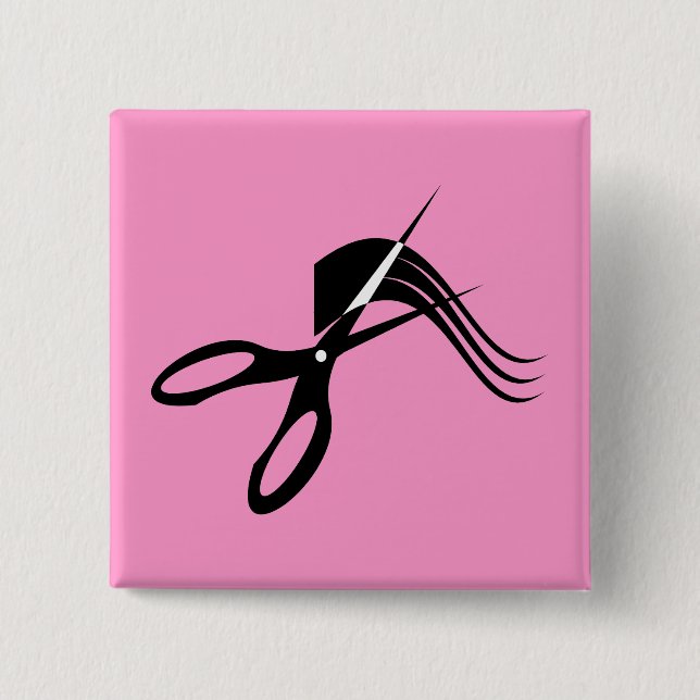 Barber Scissors - Hair Stylist 2 Inch Square Button (Front)