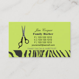 Barber Sharp Scissors Zebra Stripes Patterns Business Card
