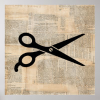 Barber Shears Vintage Text Style Art