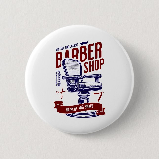 Barber Shop 2 Inch Round Button (Front)