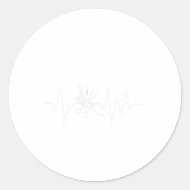 Barber Shop - Barber Scissors Comb Heartbeat Classic Round Sticker (Front)