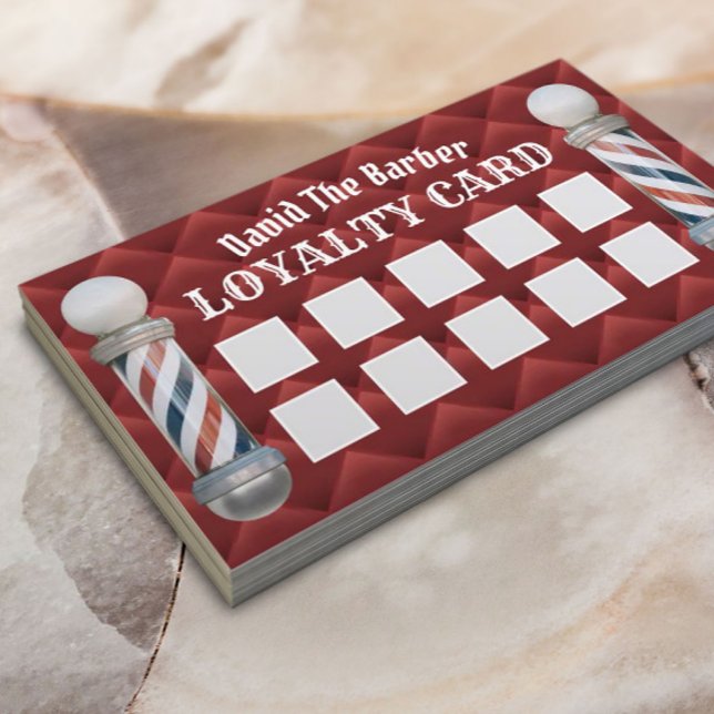 Barber Shop Barbershop Luxury Red Quilted Loyalty Card (Creator Uploaded)
