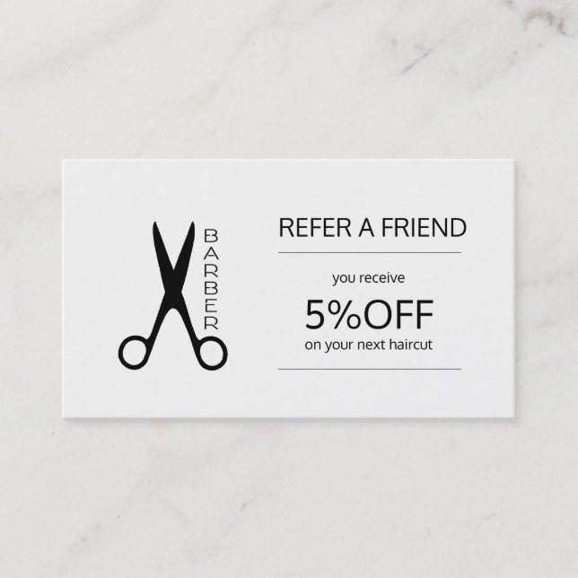 Barber shop black and white referral template (Front)