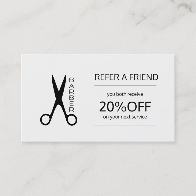 Barber shop black and white referral template (Front)