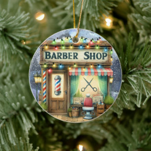 Barber Shop  Ceramic Ornament