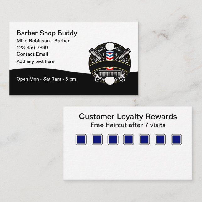 Barber Shop Clients Cartes de visite de fidélité (Devant / Derrière)