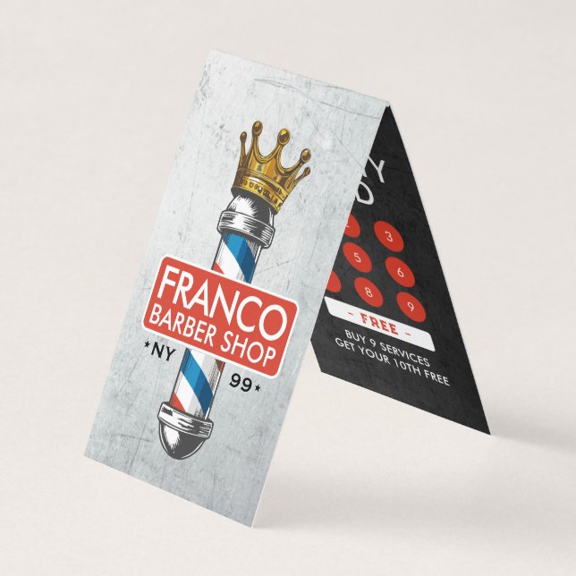 Barber Shop Crown Barber Pole Appointment Loyalty  Business Card (Front)