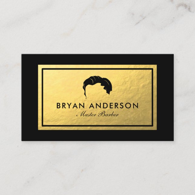 Barber Shop - Faux Gold Foil Business Card (Front)
