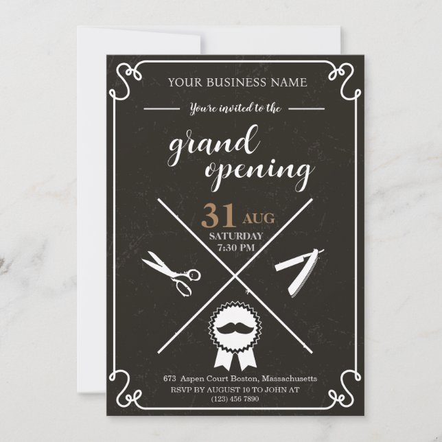 Barber Shop  grand opening invitation (Front)