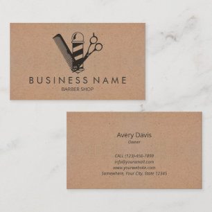 Barber Shop Hair Stylist Black Scissor Barber Pole Business Card