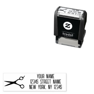 Barber shop hair stylist custom return address  self-inking stamp