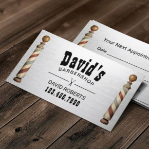 Barber Shop Hair Stylist Modern Silver Appointment Card