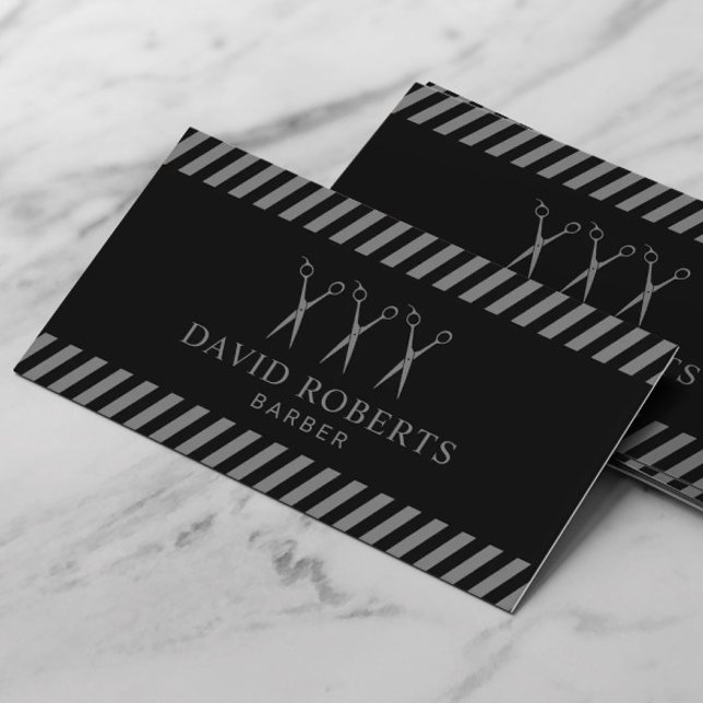 Barber Shop Hair Stylist Monochrome Barbershop Business Card (Creator Uploaded)