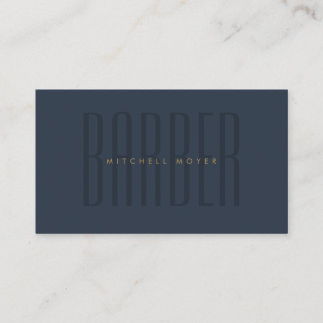 Barber Shop Hair Stylist Navy Blue Business Card (Front)