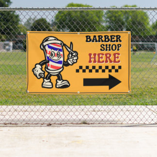 Barber Shop Here Arrow Turn Right Fence Advert Banner