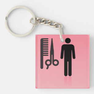 Barber Shop Icon Haircut Comb and Scissors  Keychain