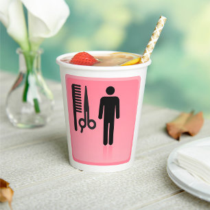 Barber Shop Icon Haircut Comb and Scissors  Paper Cups