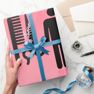 Barber Shop Icon Haircut Comb and Scissors  Wrapping Paper