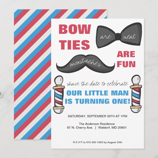 Barber Shop Invitation de fête d'anniversaire (Devant / Derrière)