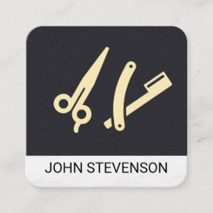 Barber Shop   Leather   Shave and Haircut Square Business Card