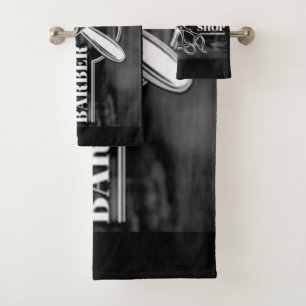 Barber shop logo bath towel set