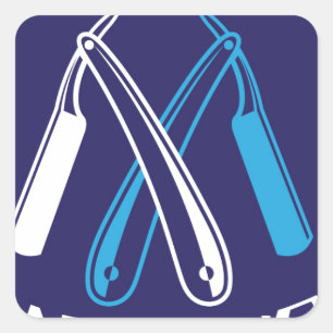 Barber Shop Logo Icon Vector Square Sticker