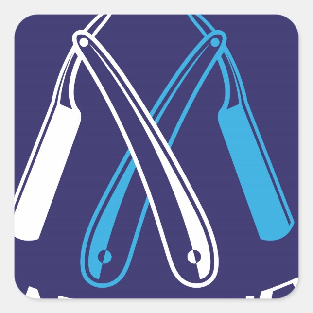 Barber Shop Logo Icon Vector Square Sticker (Front)