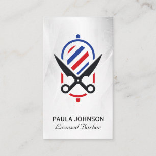 Barber Shop Logo   Scissors Barber Pole Business Card