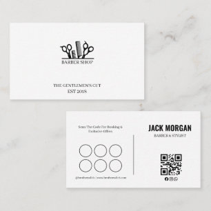 Barber Shop Loyalty Punch Card Business Card