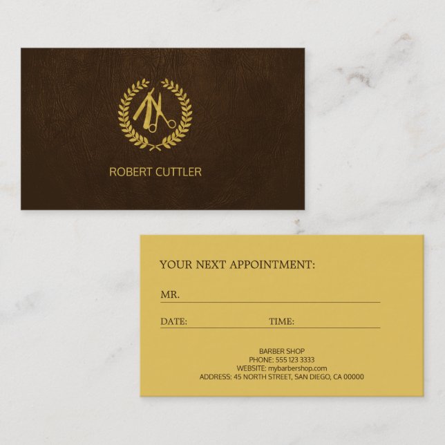 Barber shop luxury logo appointment template card (Front/Back)
