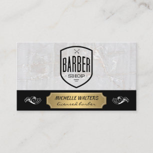 Barber Shop   Marble and Gold Plated Business Card