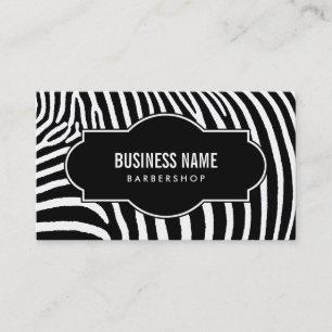 Barber Shop Modern Black & White Zebra Stripes Business Card