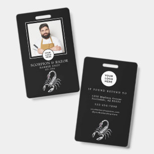 Barber Shop Modern Silver Scorpion Barber Staff Badge