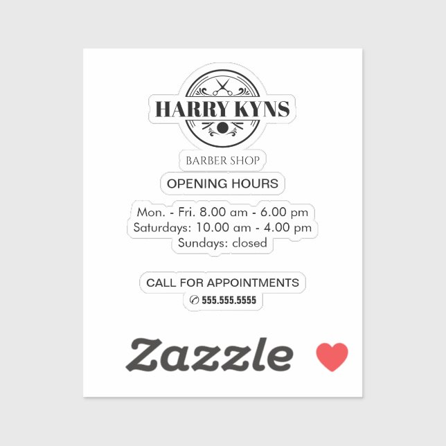 Barber shop opening hours custom (Sheet)