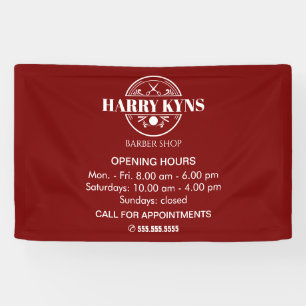 Barber shop opening hours custom banner