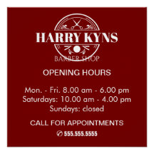 Barber shop opening hours custom