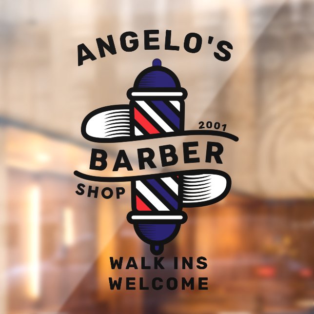  Barber Shop Personalize Customize Barber Pole Window Cling (Sheet 2)