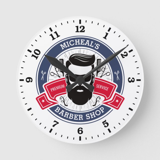 Barber Shop Personalized Wall Clock (Front)