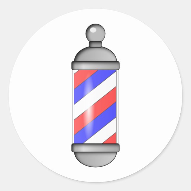 Barber Shop Pole Classic Round Sticker (Front)