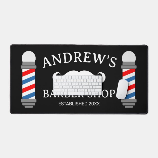 Barber shop pole desk mat for men's hair salon (Keyboard & Mouse)