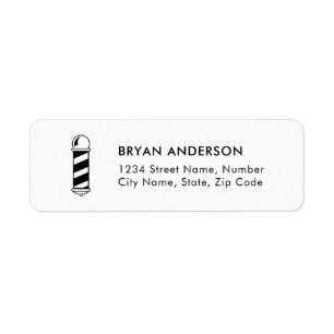 Barber Shop Pole Return Address Label