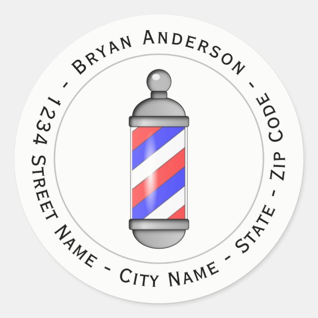 Barber Shop Pole Return Address Label (Front)